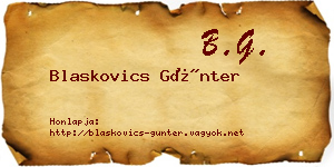 Blaskovics Günter névjegykártya